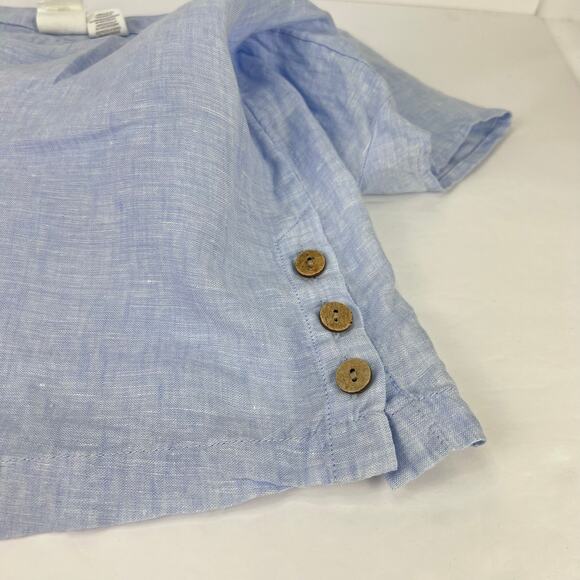 C&C California 100% Linen Small Blue Lagenlook Beachy Relaxed fit Women's Top - Picture 6 of 10